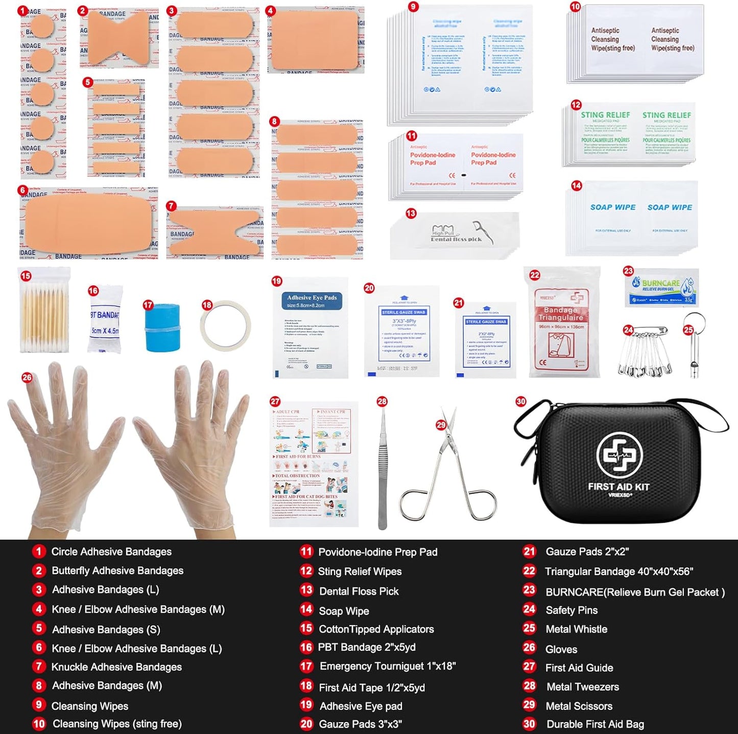 150 Piece Small Waterproof Hard Shell Medical Kit for Home Car Travel Camping Truck Hiking