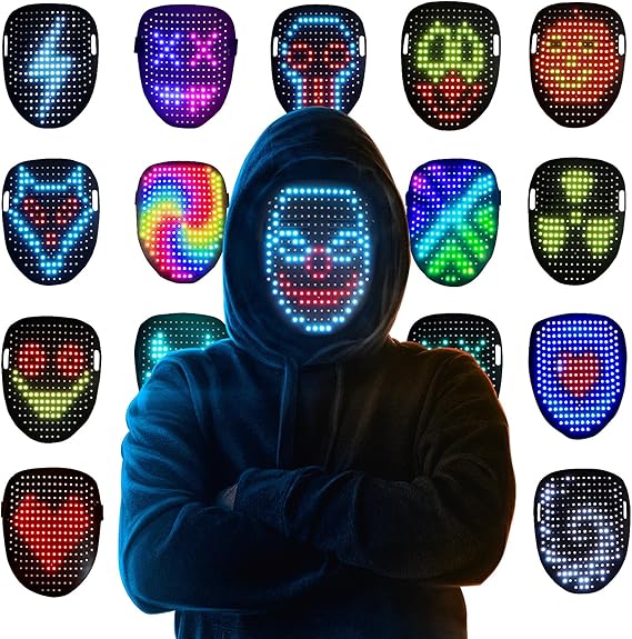 Mask Light up Mask with Gesture Sensing Cool Face Transforming Mask, Perfect Gifts for Halloween Christmas Birthday