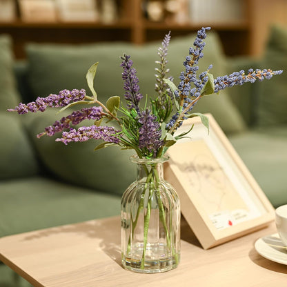 Artificial Lavender Plants in Glass Vase with Faux Water Faux Silk Flowers Fake Plant Decor for Home Office