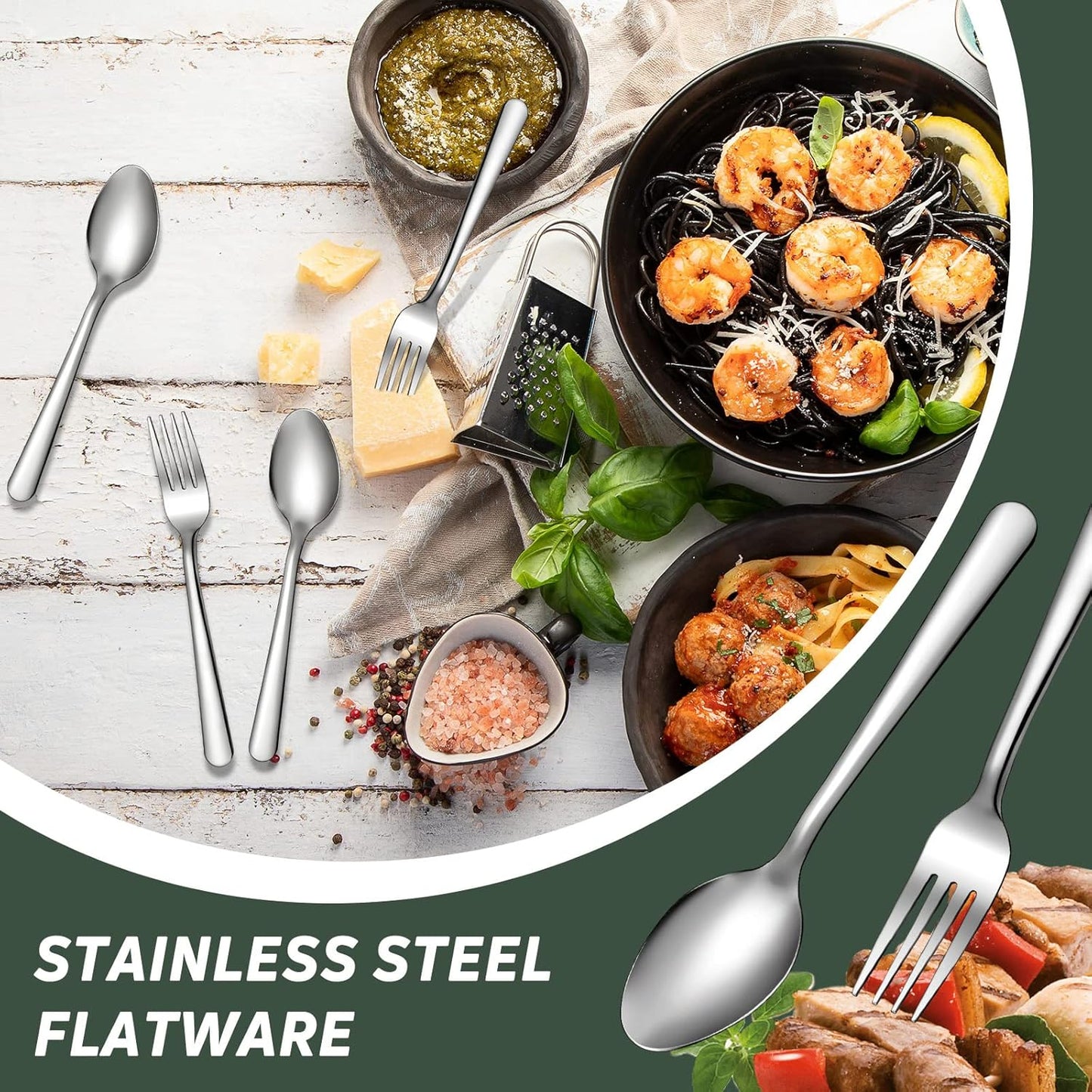 Spoons Silverware Set Bulk Stainless Steel Flatware Cutlery Set 6.7'' Kitchen Utensils for Home