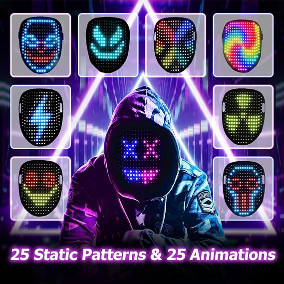 Mask Light up Mask with Gesture Sensing Cool Face Transforming Mask, Perfect Gifts for Halloween Christmas Birthday