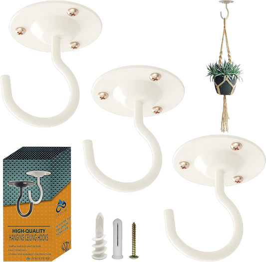 Ceiling Hooks for Hanging Plants 3 Pack - Plant Hanger Indoor Hanging Hooks Metal Plant Bracket Iron