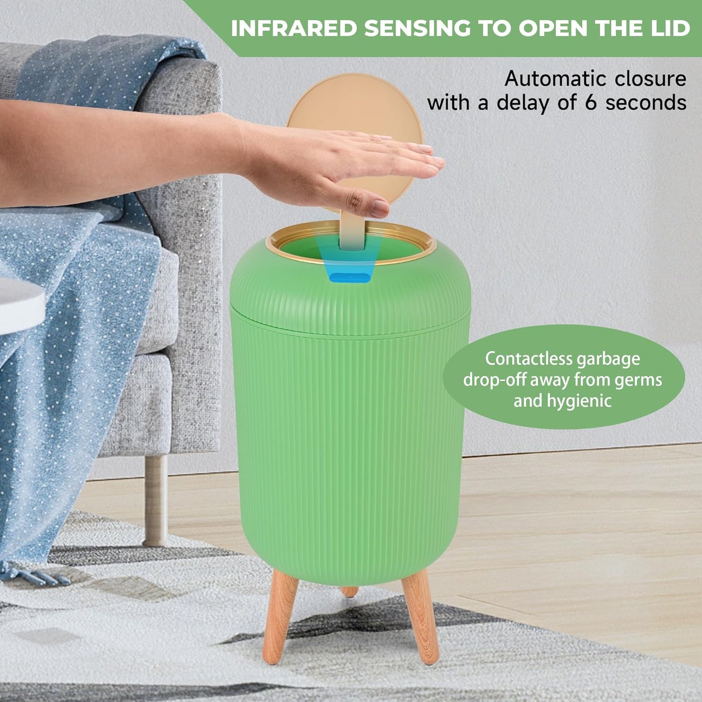 Smart Sensor Wastebasket Convenient and Hygienic Easy to Use Technology Sensor Waterproof Wastebasket Plastic Trash