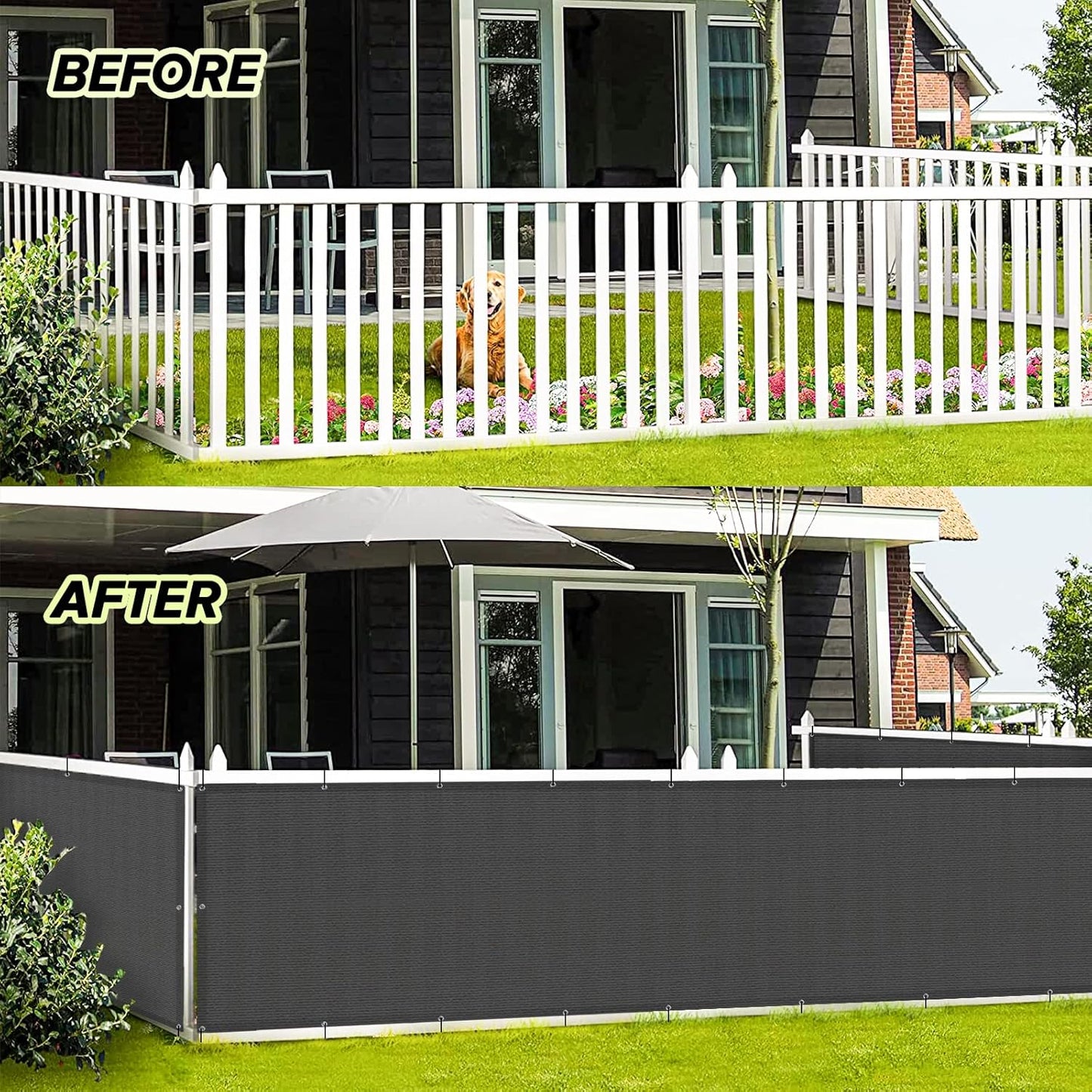 3'x10' Dark Grey Balcony Privacy Screen Fence Cover (HDPE) UV Protection Weather Resistant 3 FT Height Shield for Deck