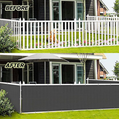 3'x10' Dark Grey Balcony Privacy Screen Fence Cover (HDPE) UV Protection Weather Resistant 3 FT Height Shield for Deck