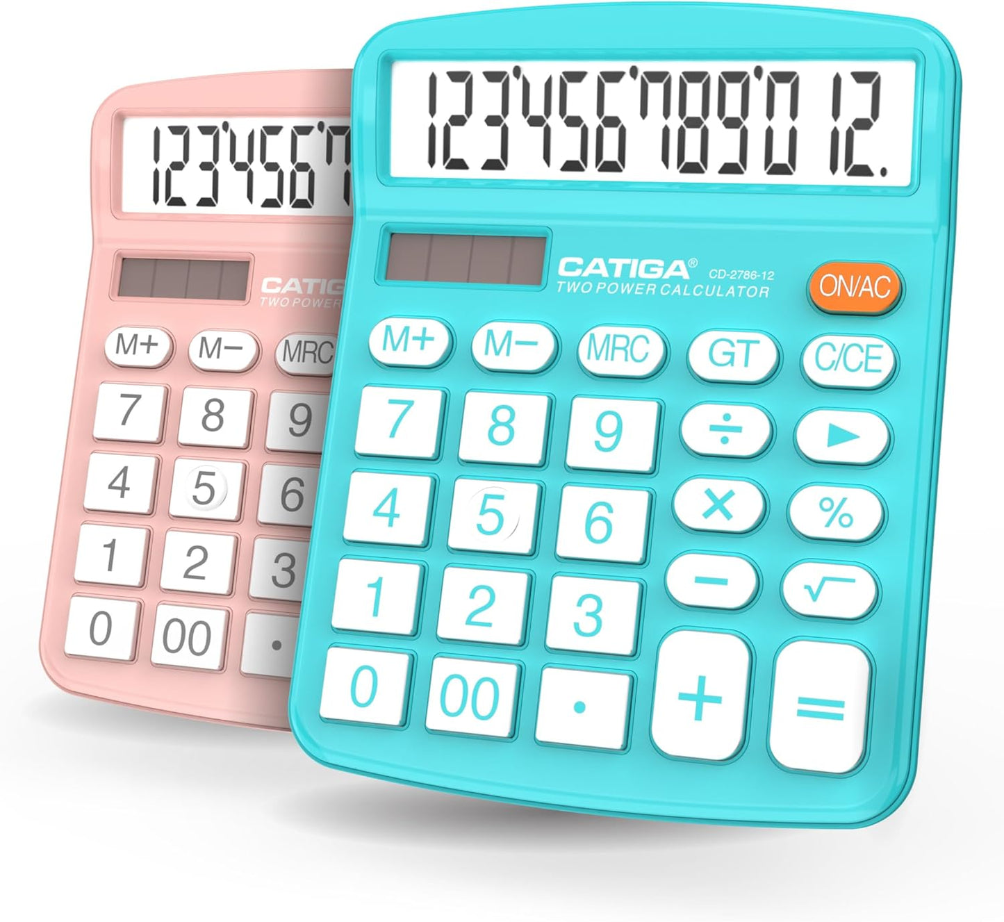 Desktop Calculator 2 Pack 12 Digit with Large LCD Display and Sensitive Button Solar and Battery Dual Power Standard Function for Office Home