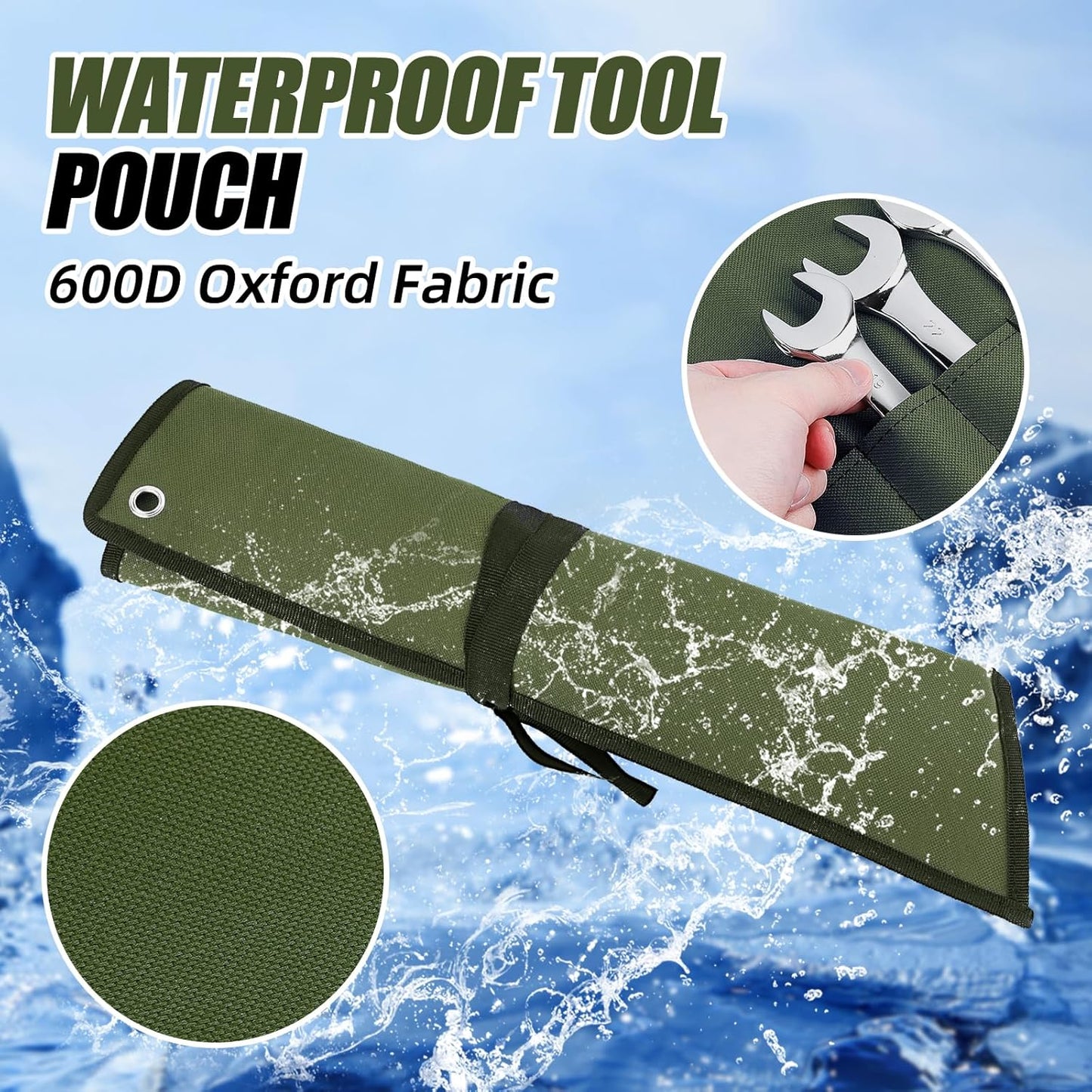 16 Pockets, Wrench Pouch Roll Up with Water Proof Oxford Cloth, Tool Roll Bag for Wrenches