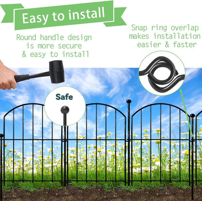 17in x10ft 10 Pack Rustproof Metal No Dig Fence Animal Barrier for Dog Arched Flower Bed Edging Ornamental