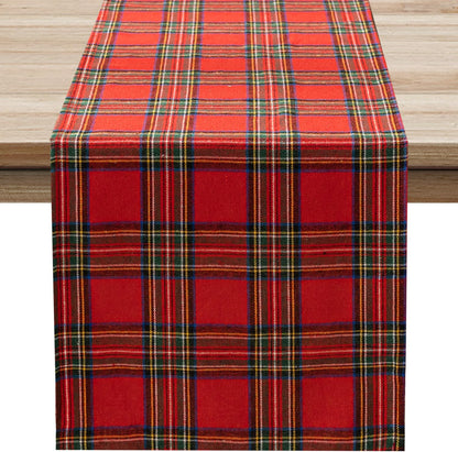 Christmas Checkered Tartan Table Runner Red Buffalo Plaid Xmas Stain Resistant Washable Table Decoration