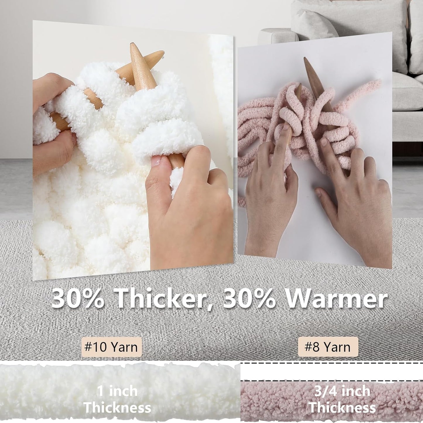 Jumbo Big Thick Chunky Yarns for Crocheting Super Bulky Chunky Knit Blanket Yarns, 8 Skein