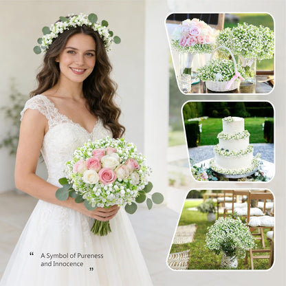 60Pcs Babys Breath Artificial Flowers Bulk White Real Touch Faux Baby Breath Flowers Artificial,