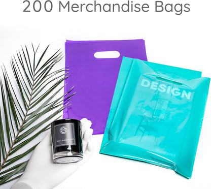 200 Teal & Purple 9"x12" Bags 1.5Mil Thick Glossy With Handles