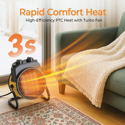 1500W Outdoor Space Heater Overheat Protection, 3S Quick Heat 3 Modes, 90° Tilt Small Outdoor