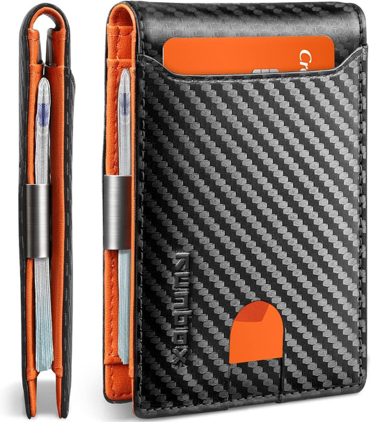 Slim Wallets for Men Leather Money Clip Mens Wallet  RFID Blocking Front Pocket Bifold Wallet