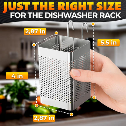Dishwasher Chopstick Basket 2.75" x 2.75" x 3.93" Stainless Steel Utensil Holder Rust-Resistance Chopstick Holder