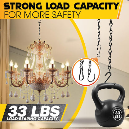 Steel Hanging Chain with S-Hooks Snap Hooks Ceiling Hooks & Pliers, 33LBS Load Capacity, Adjustable Length