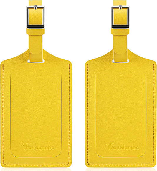 Luggage Tags for Suitcases Faux Leather Privacy Protection 2 Pack Bag Tags Travel Accessories Essential