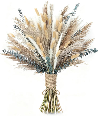 120 PCS Dried Pampas Grass, Dried Flowers, Reed Grass Bouquet for Bohemian Flowers