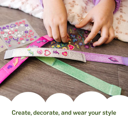 Design Your Own Bracelets with 100+ Sparkle Gem & Glitter Stickers Kids Snap Bracelets Sticker