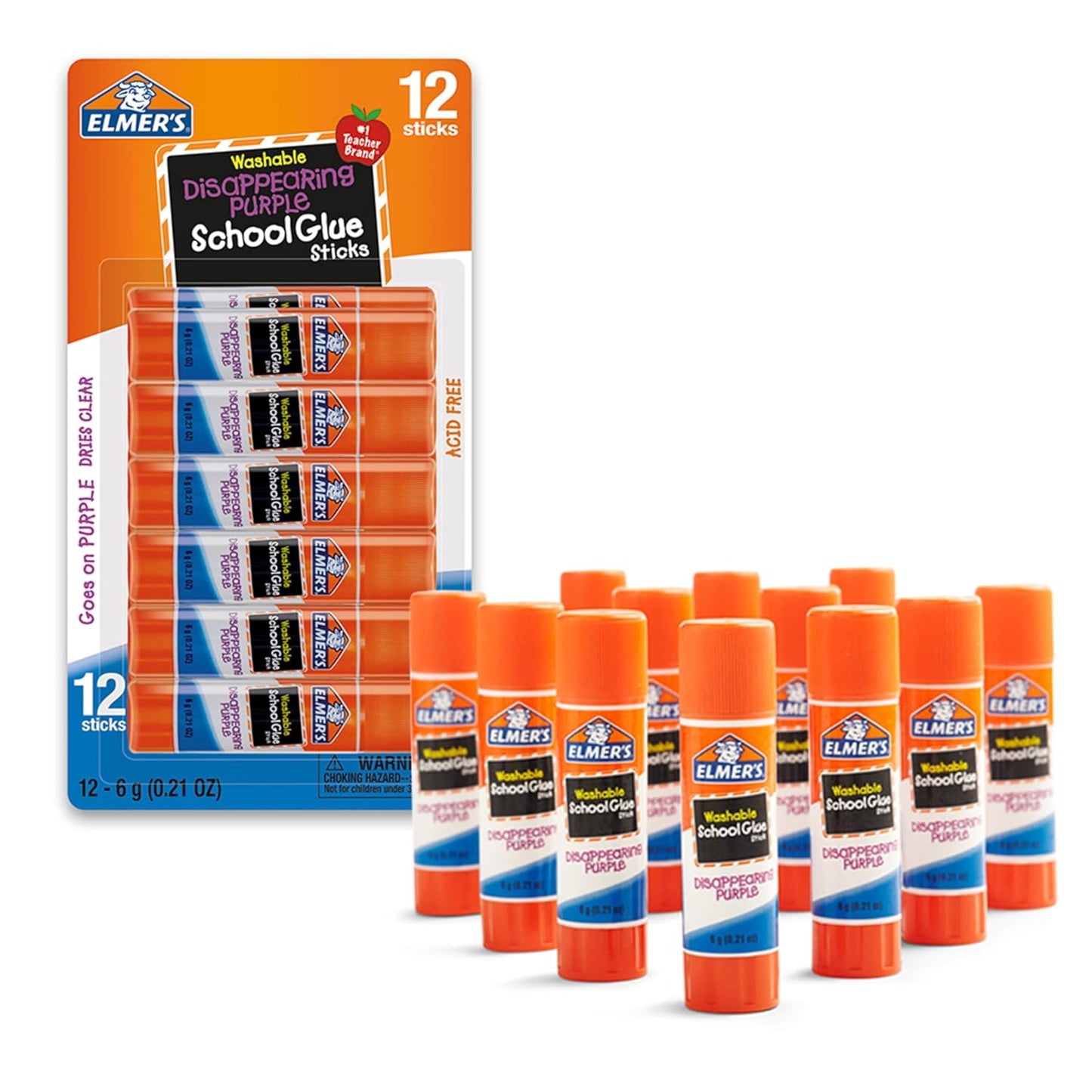 Disappearng Purple School Glue Sticks Washable 6 Grams 12 Count  Poster Vision Board Back to School