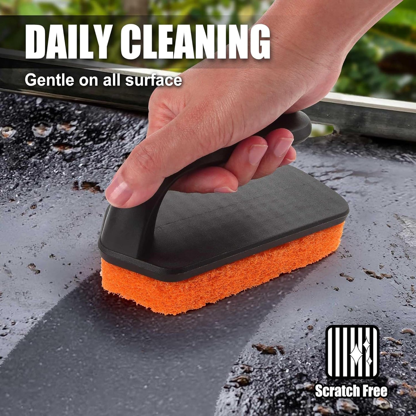 Flat Top Grill Cleaning Kit with Grill Stone Griddle Scraper, Scouring Pad and Handles Multifunctional Griddle Accessories