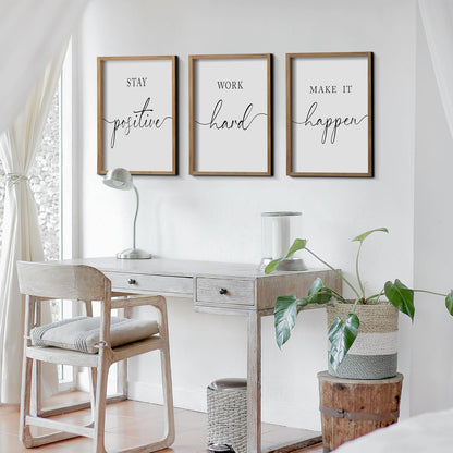 Motivational Wall Art 11"x14" Framed Wooden Inspirational Office Wall Decor for Men Picture Poster