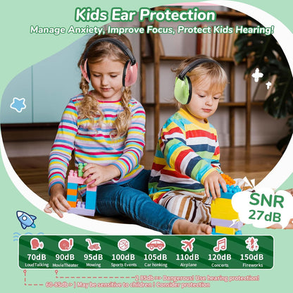 Noise Cancelling Headphones for Kid Adult 3PCS Kids Ear Hearing Protection 27dB Noise Reduction Earmuffs