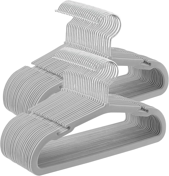 Baby Hangers 50 Pack 11 x 6.9 Inches Non-Slip Velvet Kids Hangers for Closet Space-Saving Wide Shoulder