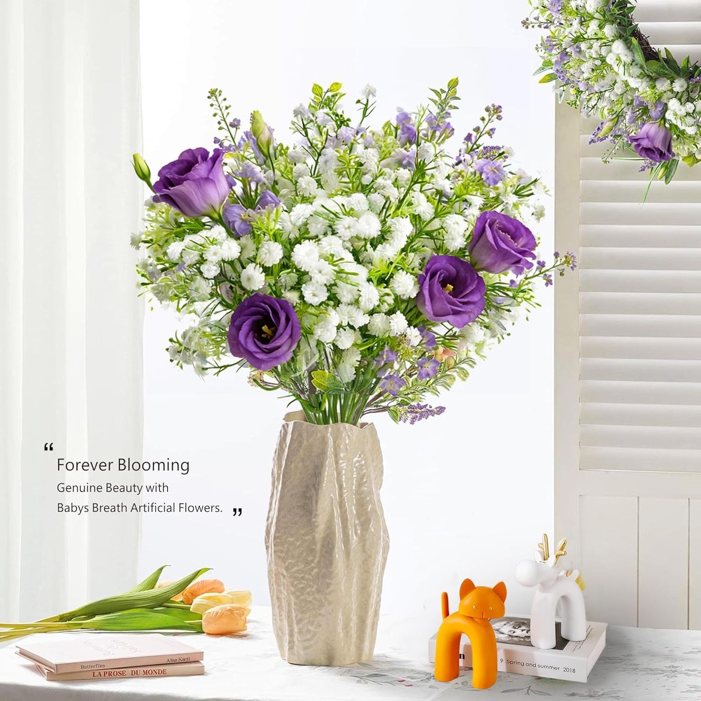 60Pcs Babys Breath Artificial Flowers Bulk White Real Touch Faux Baby Breath Flowers Artificial,