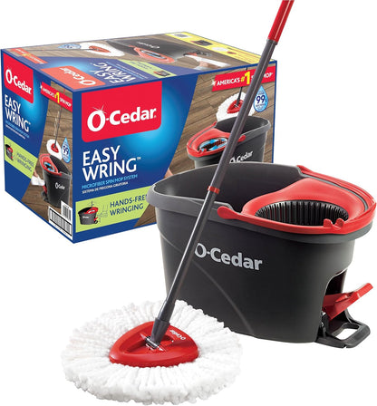 EasyWring Microfiber Spin Mop Bucket Floor Cleaning System Red, Gray Standard
