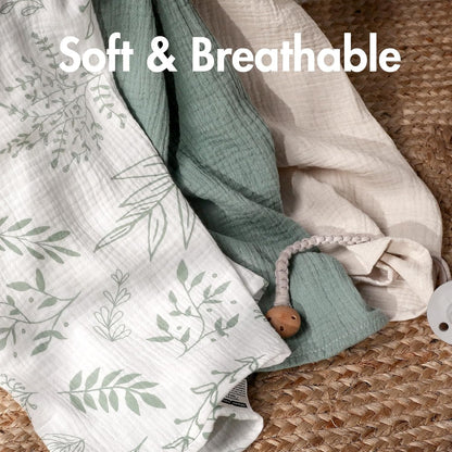 3 Pack Breathable Soft Receiving Blanket Large 38 x 40 inches Swaddle Wrap Burping Clothes