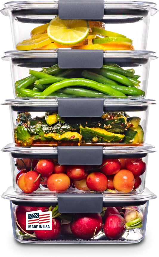 Brilliance Tritan Plastic Food Storage Containers BPA Free Airtight Lids Ideal for Lunch Meal Prep