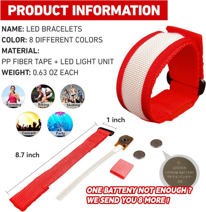 8 PCS LED Glow Bracelets Light Up Bracelets for Kids Adults  Christmas Glow in The Dark Party Bracelets
