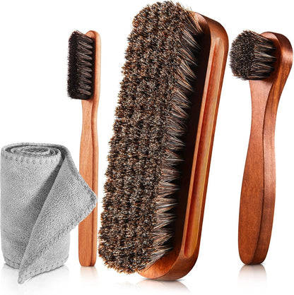 4 Pcs Shoes Brush Kit Polish Dauber Applicators Cleaning Leather Shoes Boots Care Brushes