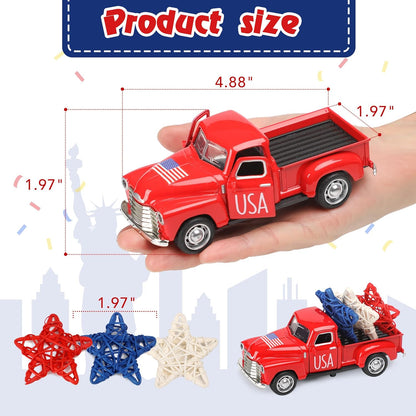 Farmhouse Metal Truck Car Decor with Stars Decorations Patriotic Centerpieces for Tables  Independence Day Memorial Day