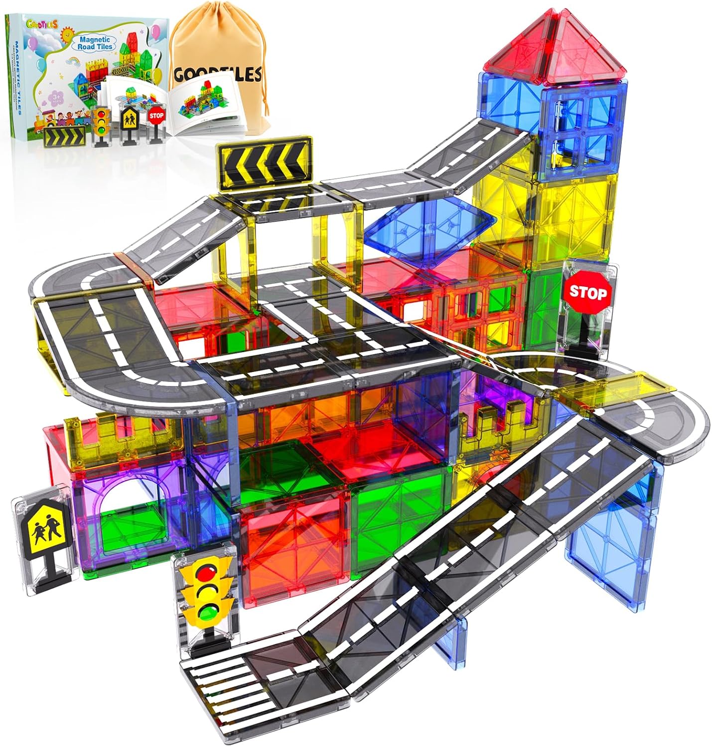 Magnetic Building Blocks Preschool Montessori Toys Gift for 3+ Year Old Boys and Girls Sensory Christmas Toys