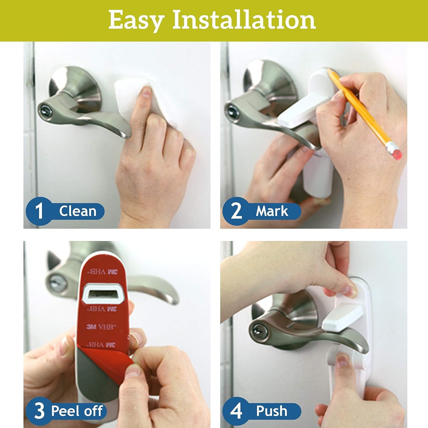 2 Pack Prevents Toddlers from Opening Doors  Easy One Hand Operation for Adults  Durable ABS with 3M Adhesive Backing