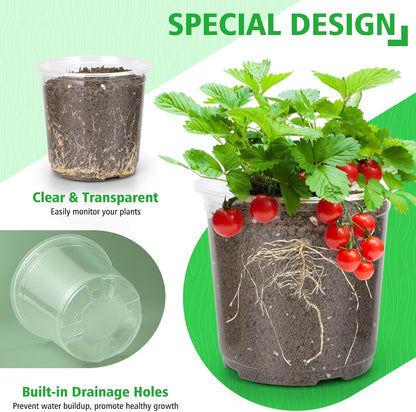 Nursery Pots with Drainage, 12 Pack Plastic Pots for Plants Ideal Seedling Pots and Plant Pots