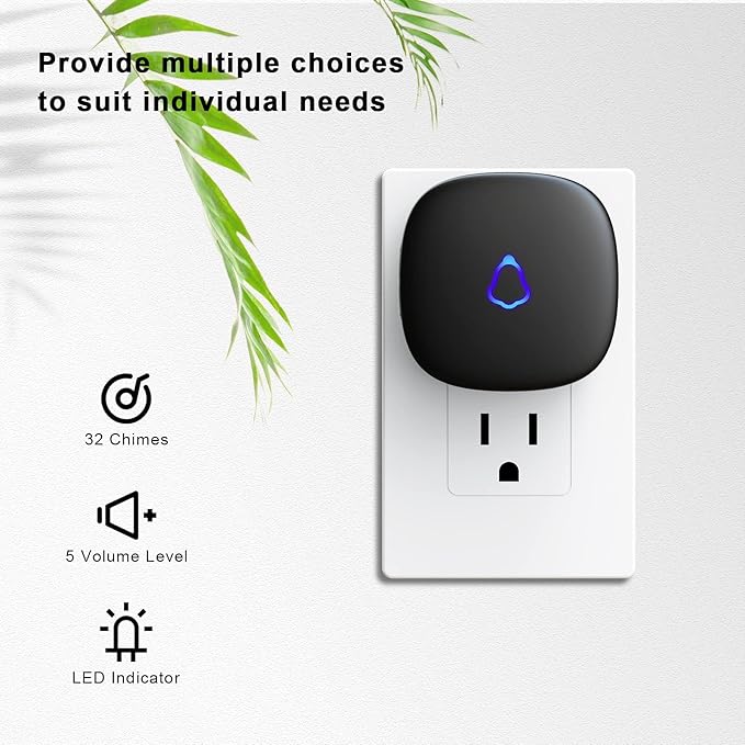 Wireless Doorbell Easy installation Waterproof Adjustable Volume 58 Chimes Colorful LED