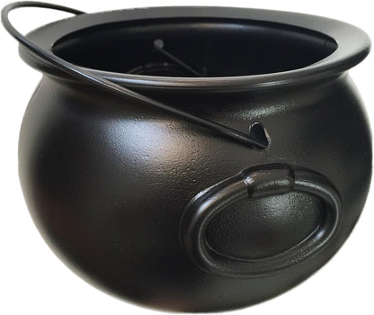 8" Black Cauldron Bucket  Halloween Candy Bowl Trick or Treat St. Patrick's Pot of Gold Decor, Witch Kettle