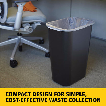 Wastebasket Trash Container 41QT/10.25 GAL Plastic Black Stackable Trash Can for Bedroom Bathroom Office