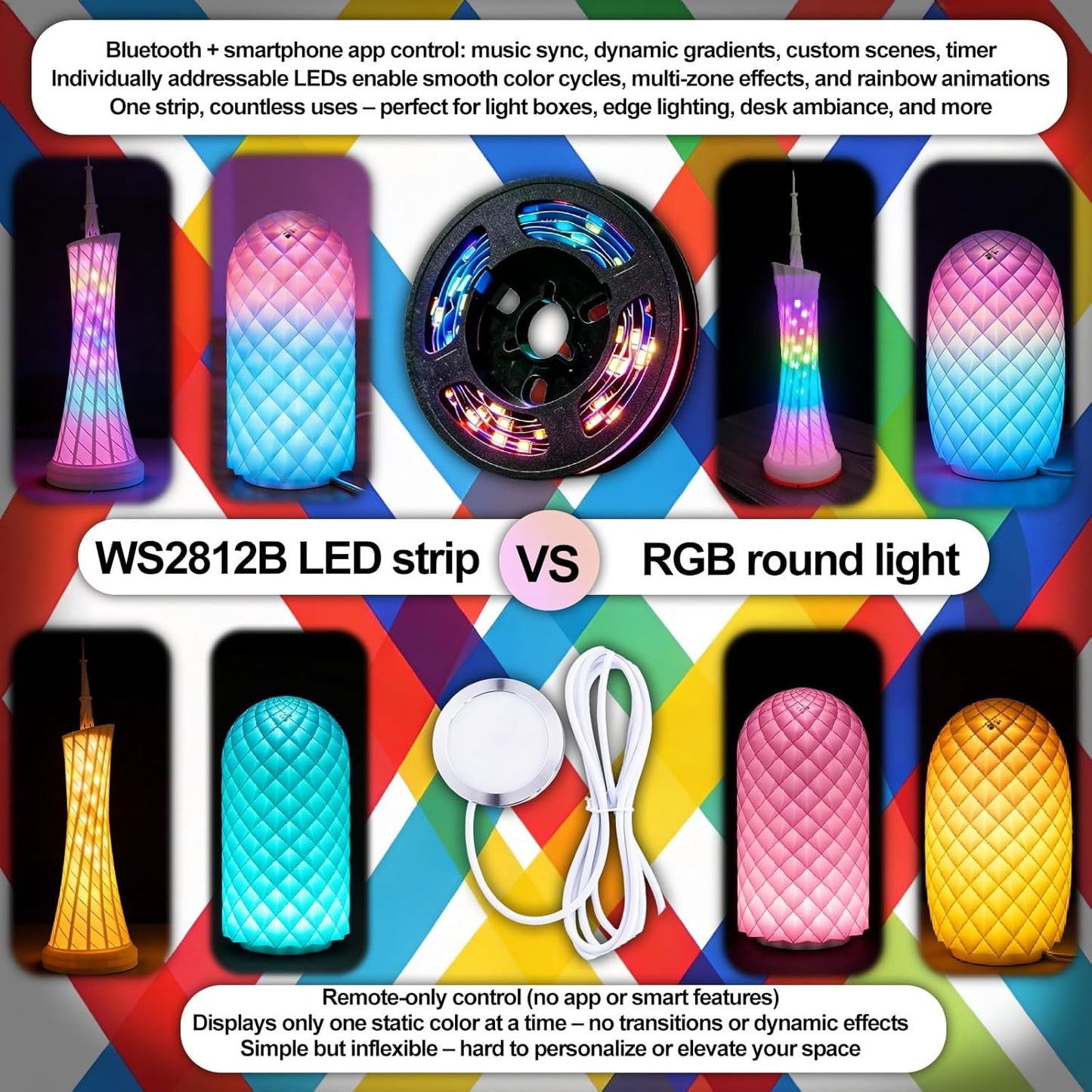 App Control Led Lamp Kit 001 for Bambu Lab 3D Printer Light Iridescent RGB LED Strip Light Bundle