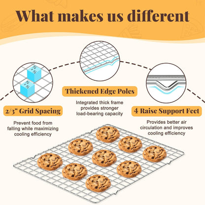 2 PCS 10" x 15" Grid Wire Baking Rack for Oven Cooking Baking Grilling, Roasting - Dishwasher Safe