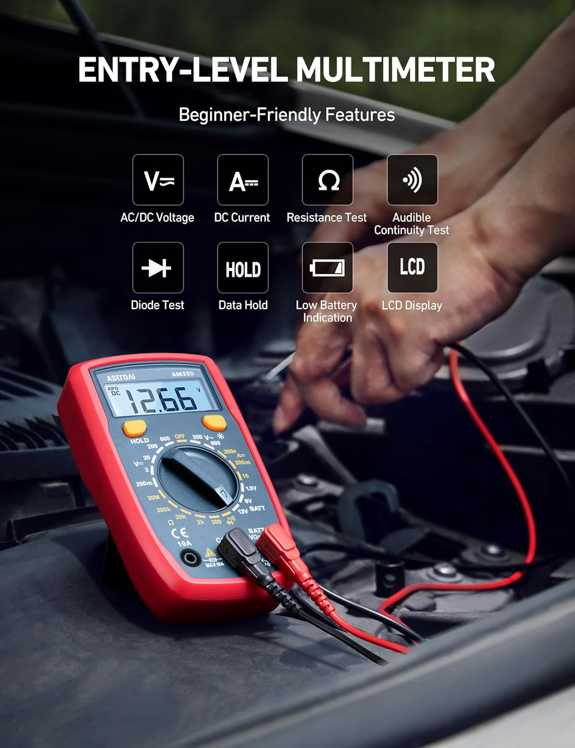 Digital Multimeter Tester 2000 Counts with DC AC Voltmeter and Ohm Volt Amp Meter