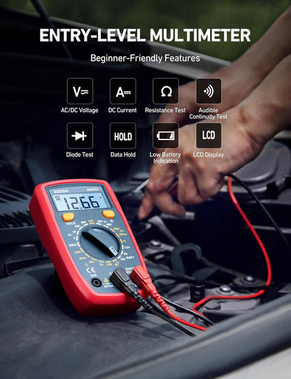 Digital Multimeter Tester 2000 Counts with DC AC Voltmeter and Ohm Volt Amp Meter