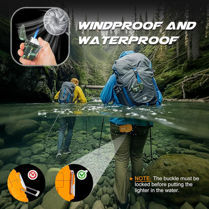 2 Pack Waterproof Outdoor Lighter Windproof Torch Lighters Butane Refillable Electric Dual Arc Plasma Lighter