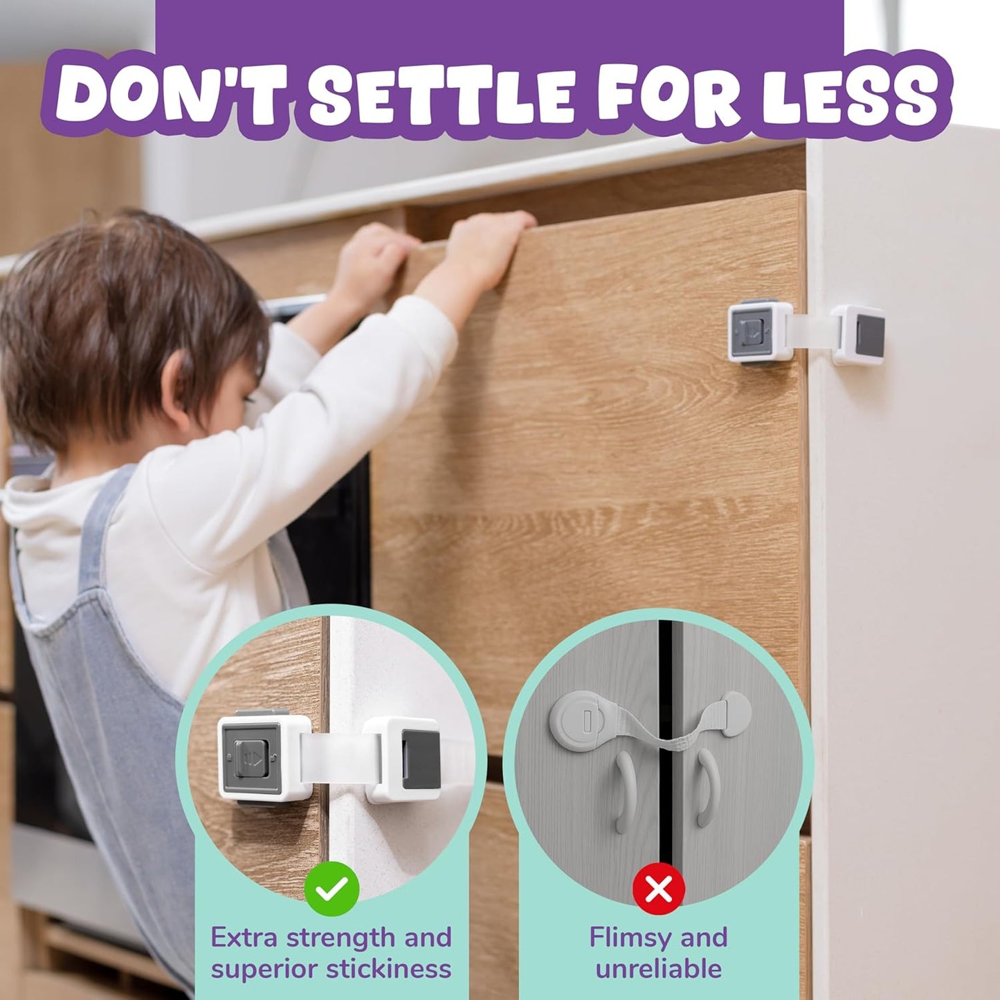 Baby Proof Cabinet Drawers Toilets & Appliances Adjustable Strap Length Double Lock Option
