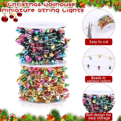 32.8 Feet Christmas Dollhouse Miniature String Lights,2 Rolls Mini Fake Fairy Lights Gifts