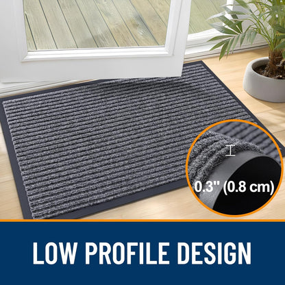 Mat Indoor Outdoor Entrance Waterproof Heavy Duty Doormat, Fade Resistant Low Profile