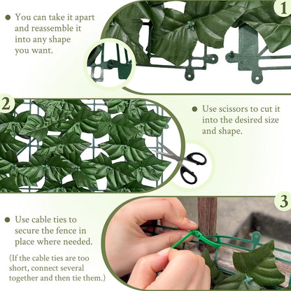 Privacy Fence Wall Screen 40X120 in UV-Anti Faux Greenery Backdrop Ivy Vine Leaf Hedges Fence Panels for Patio Balcony Garden